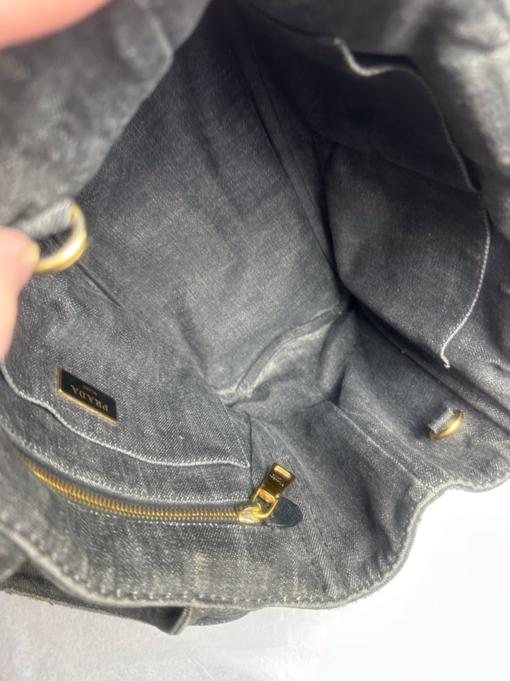 Prada Canapa Washed Black Denim Tote - Picture 9 of 16